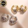 European & American Two-Tone 18K Gold Vacuum Plated 316 Stainless Steel Round Hoop Pendant Earrings - Simple & Versatile Fashion Jewelry