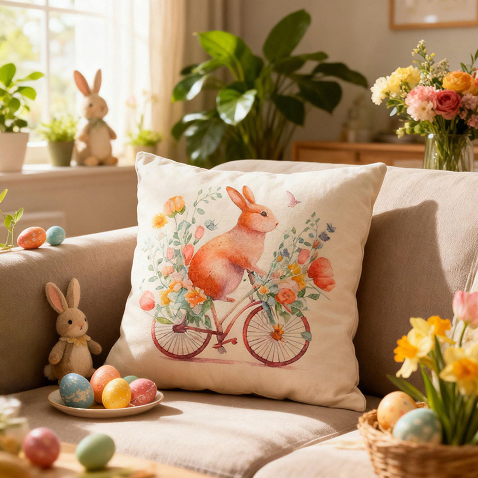 

Easter pillowcases, cute bunny pillowcases, living room sofa pillowcases, Easter holiday decorations