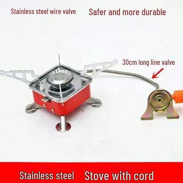 Windproof Portable Camping Gas Stove - Foldable High Power Square Design