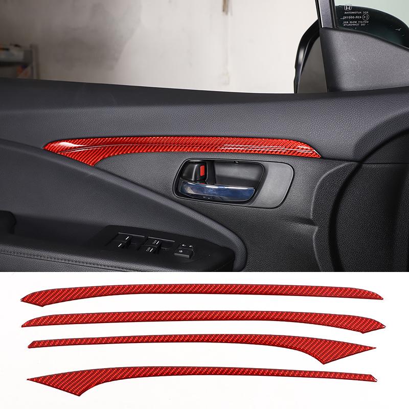 For Honda Pilot 2015-2019 Red Soft Carbon Fiber Air Vent Frame Vanity Mirror Cover Interior Decorative Sticker Auto Parts X12