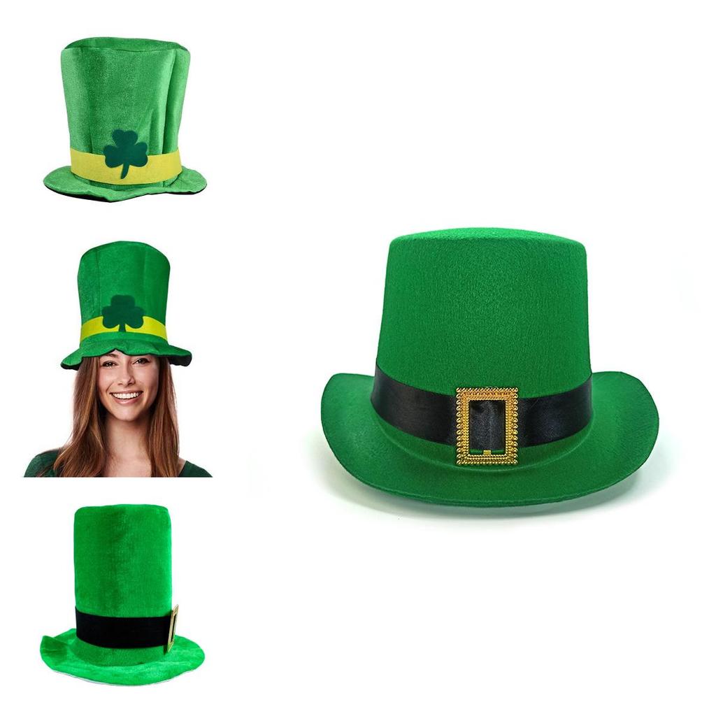 St. Patrick's Day Irish Leprechaun Shamrock Velvet Hat Adult Fancy Dress Accessory
