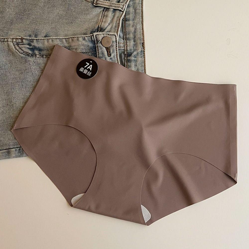 6Pcs Cotton Crotch Ice Silk Panties Mid Waist Underwear for Women Sweet Seamless Briefs Lady
