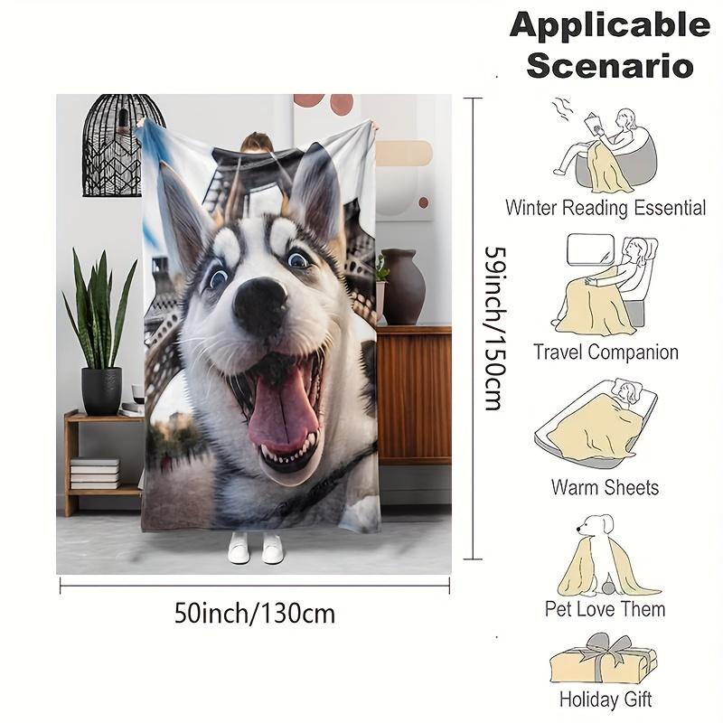 1 Stück Gemütliche Flanell-Husky-Hundeliebhaber-Decke – Weiche, Warme, Reißfeste Wohndecke für Sofa, Bett oder Büro – Perfektes Geschenk