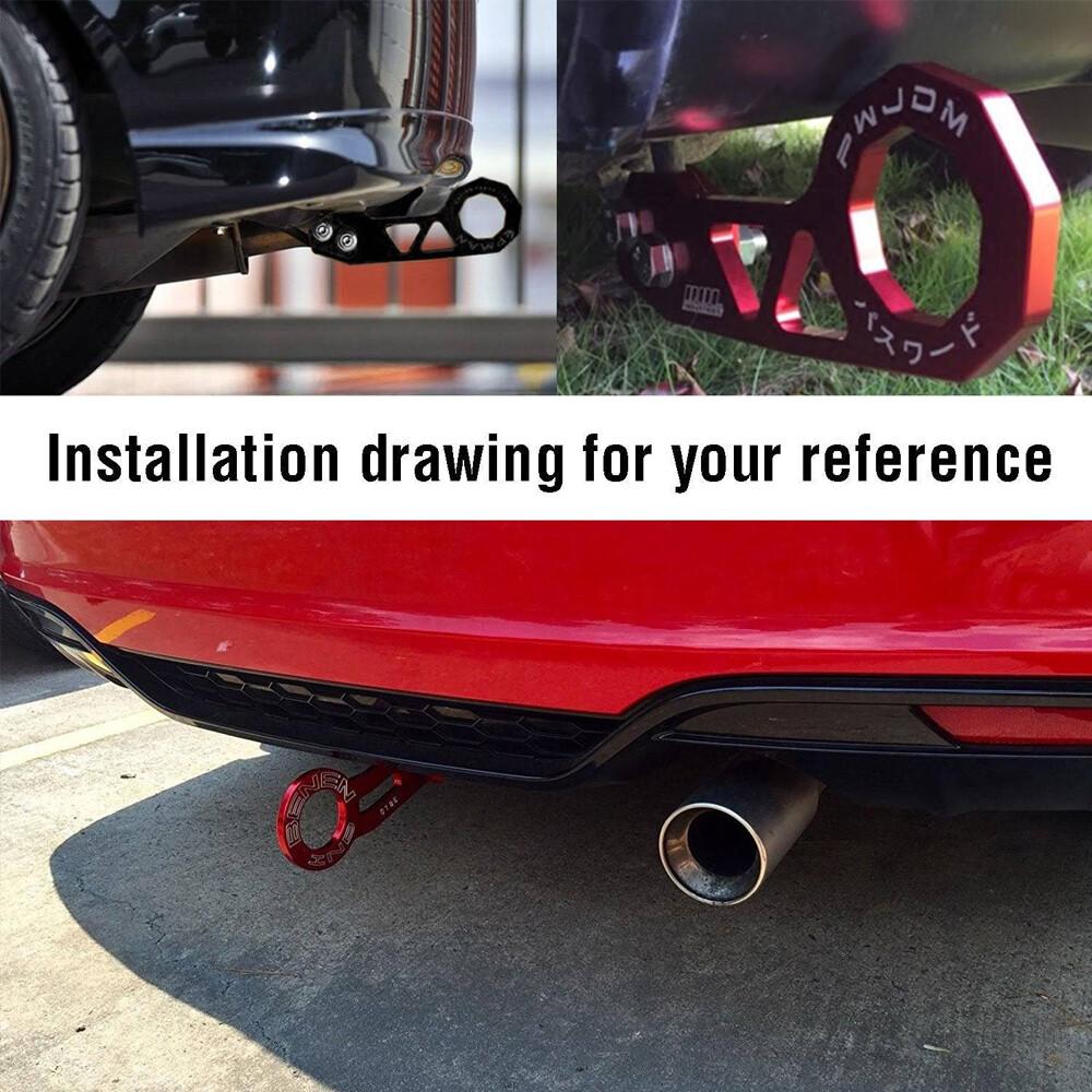 JDM Rear Tow Hook Trailer Ring+ Quick Release Fasteners Bumper for Honda Civic