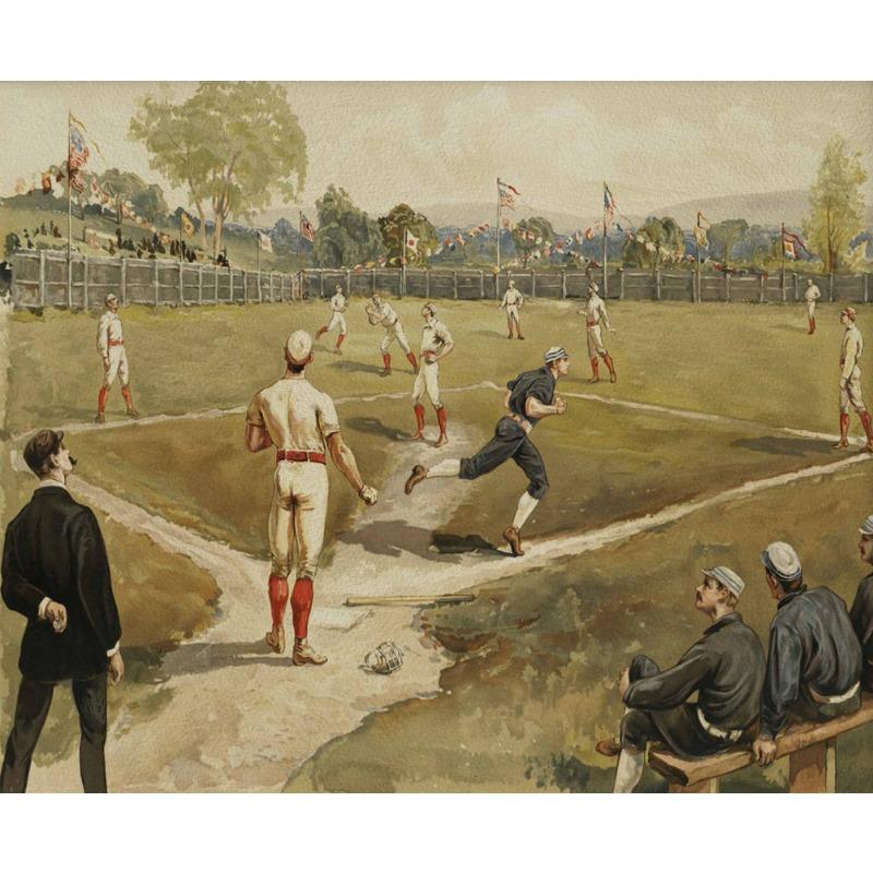 Vintage Sports Boy Playing Soccer Football Baseball Golf Art Poster Canvas Painting Wall Prints Picture for Teen Room Home Decor