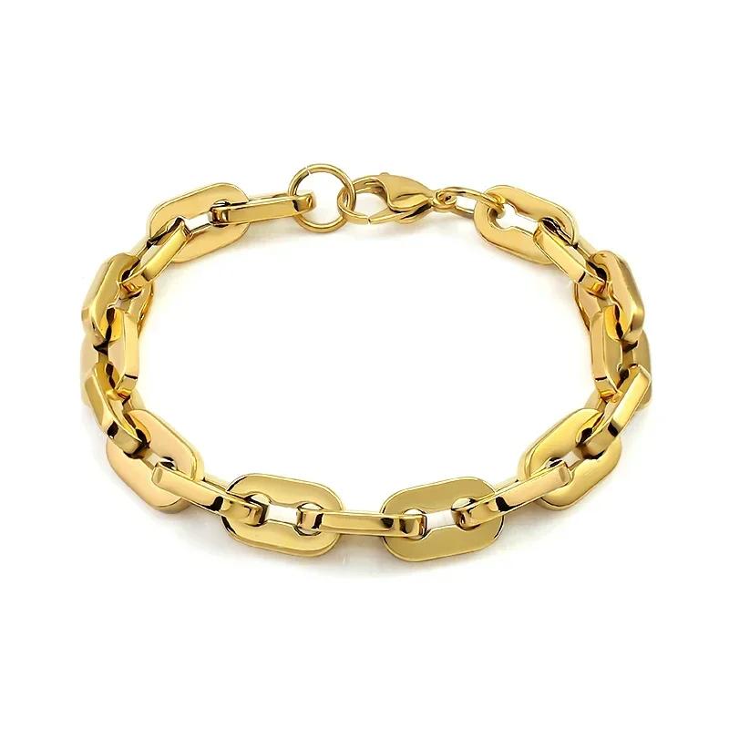 Unisex Punk 316L Stainless Steel Chain Link Bracelets For Women Men T Toggle Round Circle Lock Clasp Exquisite Bangle Bracelets