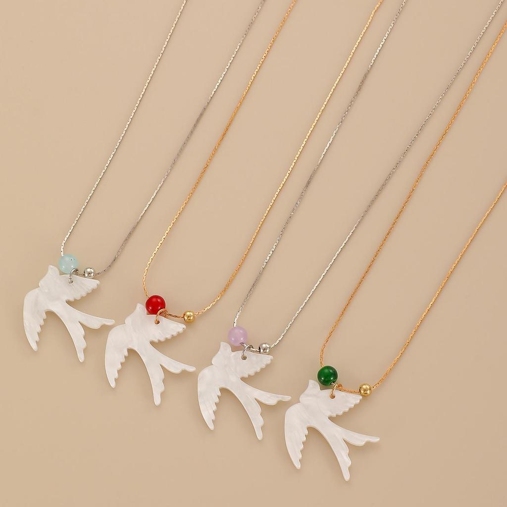 Retro Personalized Design Luxury Bird Swallow Pendant Necklace Thin Rope Collarbone Chain