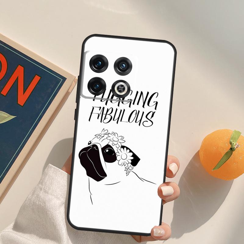 Funny Cartoon Pug Case For OnePlus 13R 12R 10R 13T 10T 11 12 13 15 OnePlus Nord 5 CE 2 3 4 Lite N20 N30 Cover