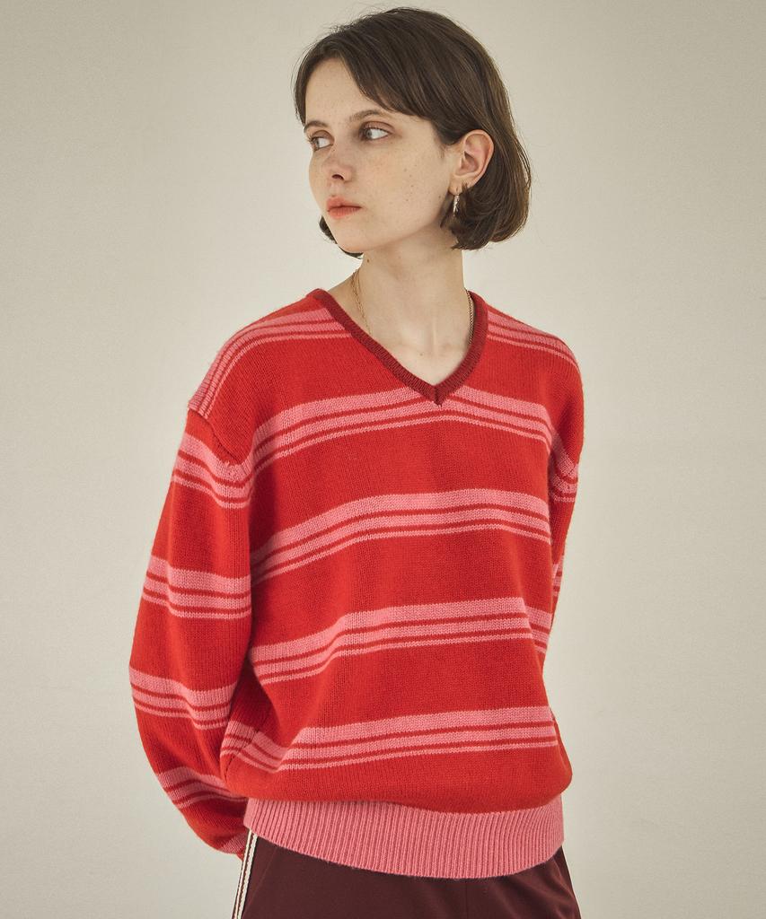 Banwonateullie Kn4253 Wool Stripe Knit_Red