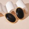 Retro Resin Oval Geometric Earrings with Silver Needle - European American Style, High-End, Unique Personality for Women.