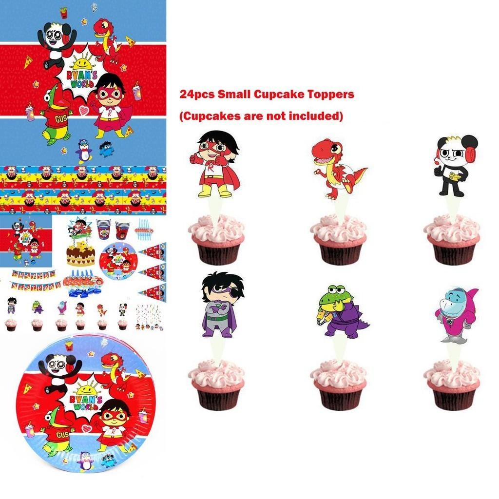 Party Ryans World Decoration Tableware Paper Cup Plate Banners Kids Birthday