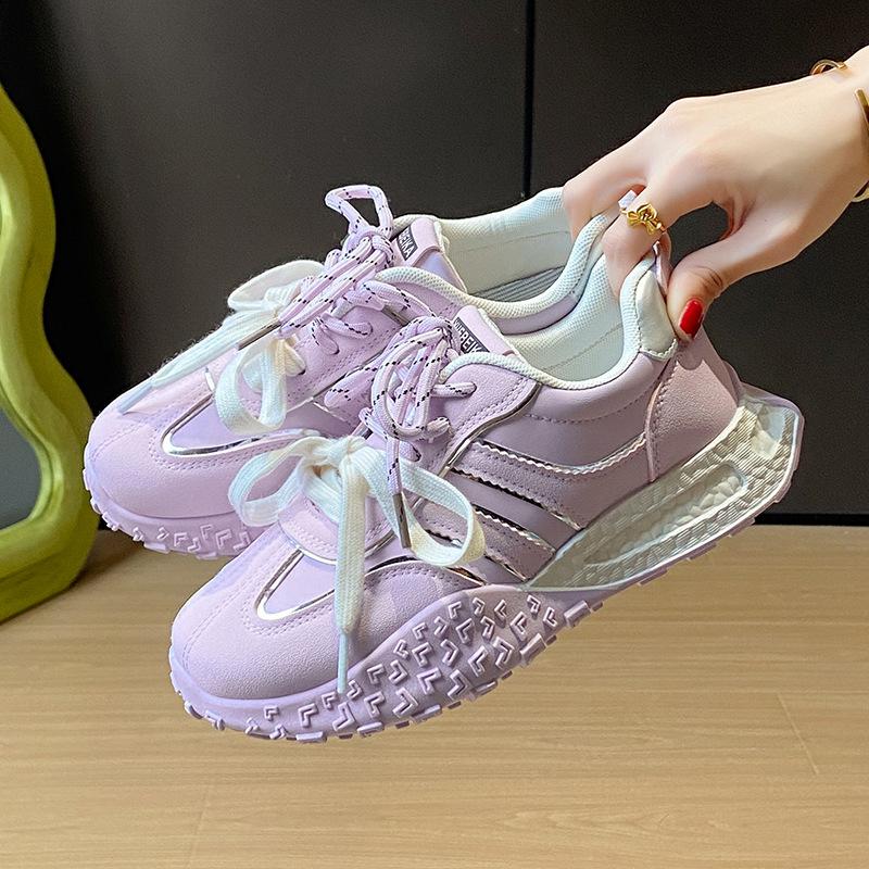 

Women s shoes, sports shoes, women s 2025 spring new leather casual shoes, women s lightweight thick soles increase 40