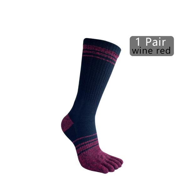 1/4 Pairs Long 5 Finger Socks Man Cotton Striped Colorful Compression Sweat-Absorbing Breathable Fitness Hiking Outdoor Toe Sock