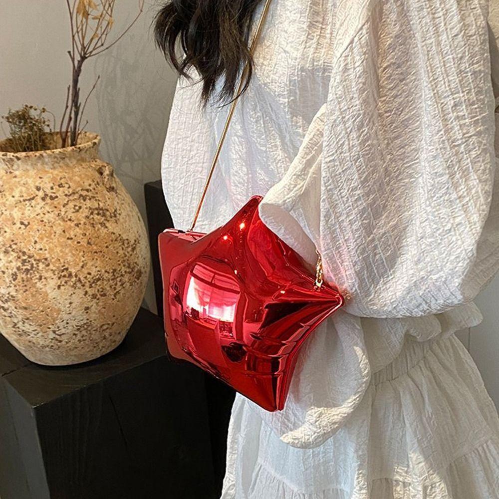 Bolso de hombro acrílico con estrellas brillantes, plateado, divertido, para fiestas, minibolso con cadena para banquetes, para niñas