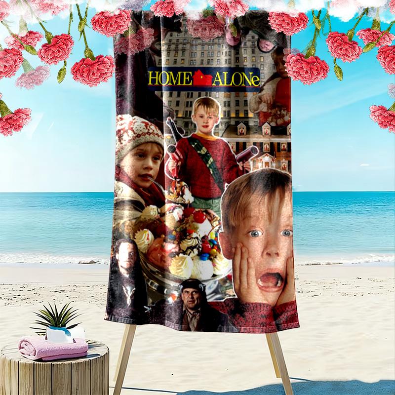 Home Alone Christmas Print Beach Towel, Large Soft Quick Dry Towel for Beach Camping Swimming