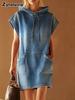 Wind New Women's Loose Sleeveless Hoodie Casual Dress Imported Fashion