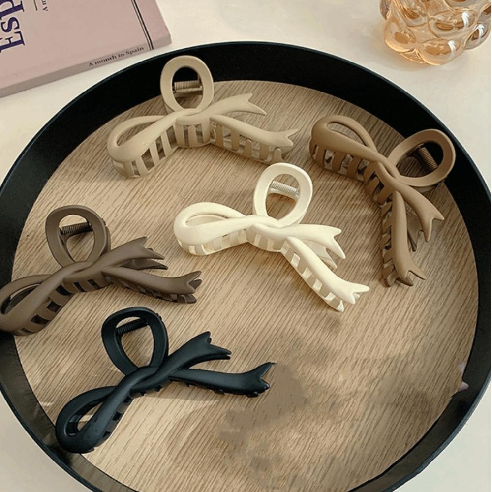 Solid Acrylic Twisted Hair Claws Resin Shark Clips Portable Matte Bow Hair Clips  Girls