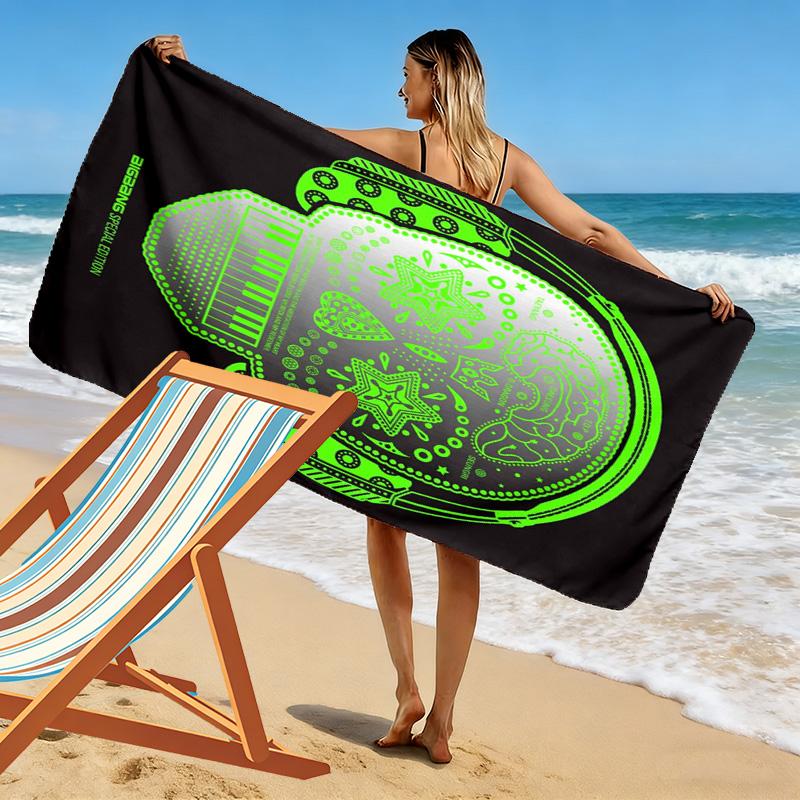Big Bang: Icons Music Style Beach Towel Outdoor Camping Beach Absorbent Bath Towel Swim Seaside Beach Comfort Printing Travel and Vacation Towels