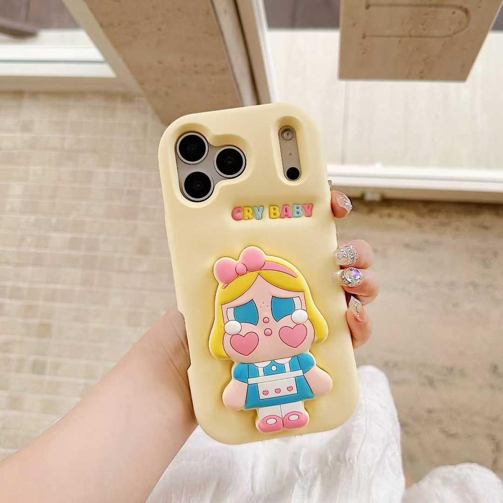 3D Uroczy Płaczący Dziecko Uchwyt Etui na Telefon Dla iPhone 17 Air 17 16 15 14 13 Pro 12 11 Pro Max 16E Miękkie Silikonowe Etui