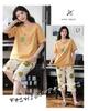 Korean Style Women's Summer Pajama Set – Imitation Cotton, Short Sleeve, Capri Pants, Thin, Cute, Plus Size