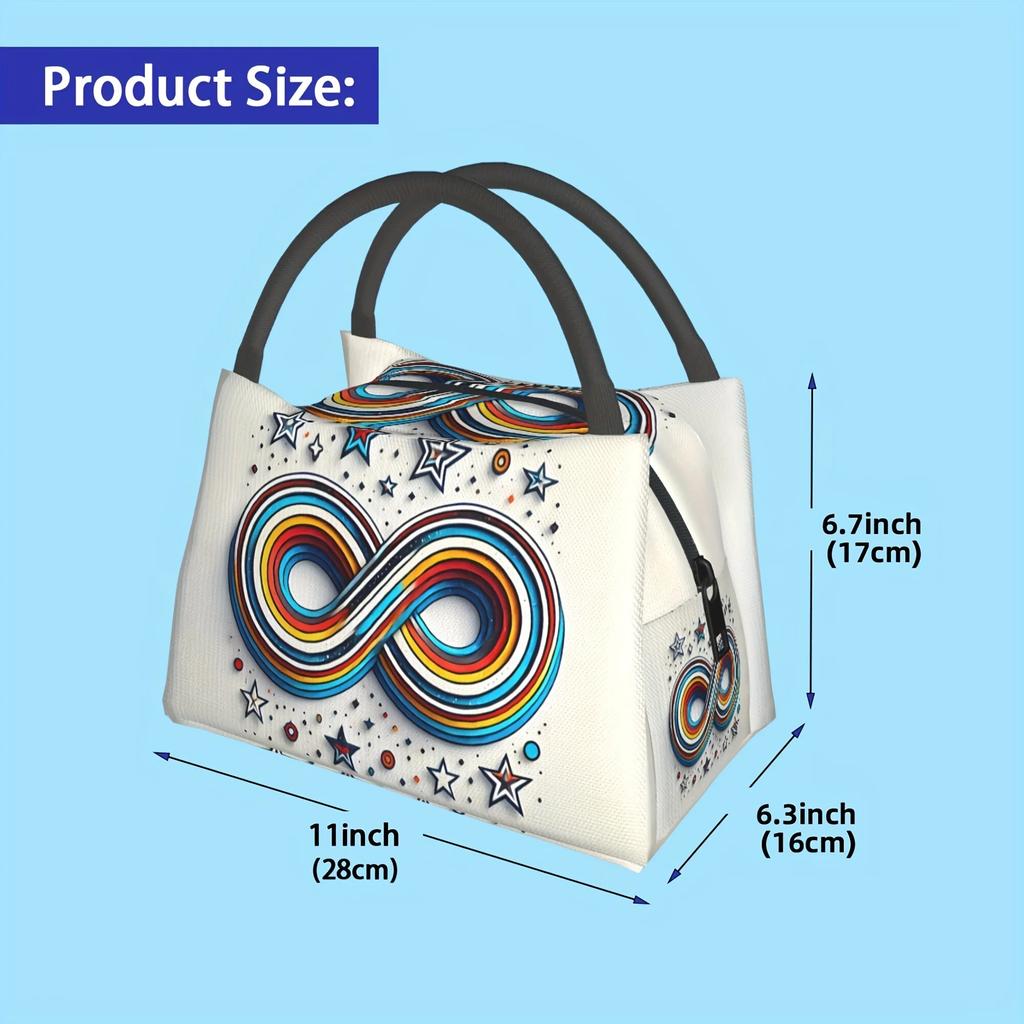 Vibrant Cartoon Insulated Lunch Bag - Reusable, Portable, and Spacious for School, Office, Picnics, Beach Outings, and Hiking