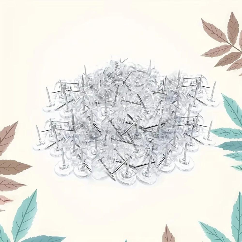 100Pcs Creative Round Head Nail DIY Board Thumbtack Transparent Push Pins  Office School Suppl