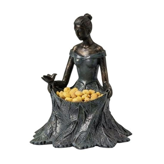

Leaf Fairy Bird Feeder Resin Goddess Figurine Birdseed Holder Outdoor Bird Feeder for Garden Backyard Balcony Porch Decoration A