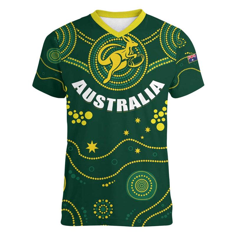 Tricou cu Model Cangur Australia Bărbați Imprimat 3D Animal Tricou Sport Gât în V Mânecă Scurtă Topuri Vară Tenis Fotbal Tricouri
