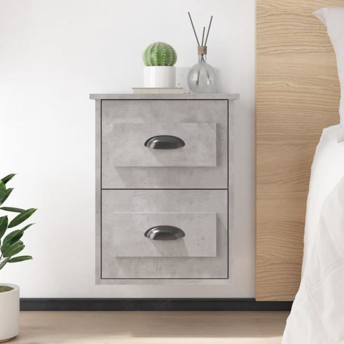 VidaXL Wall-mounted Bedside Table Concrete Grey 41.5x36x53 Cm 816400
