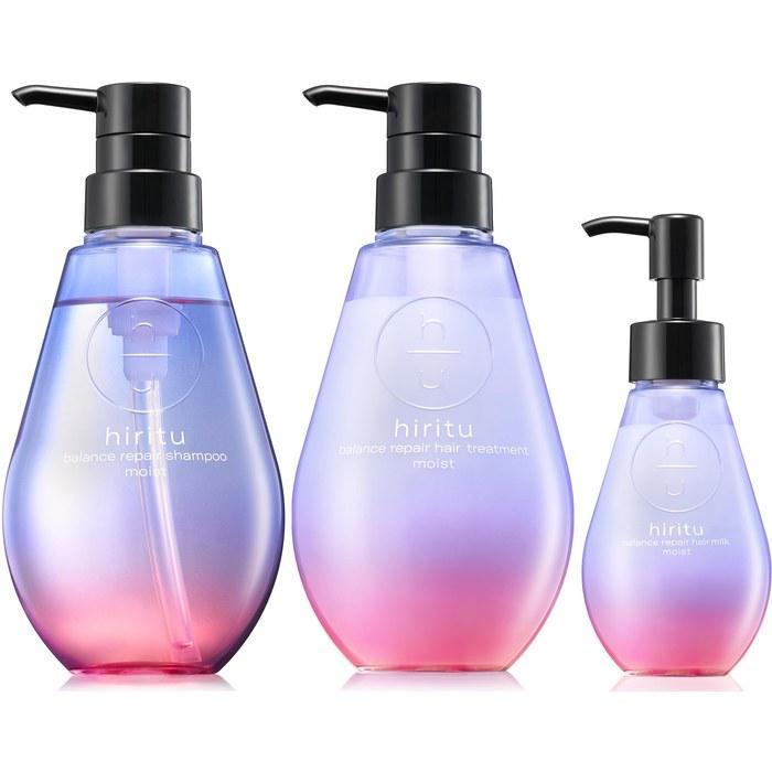 Hiritu Balance Repair Shampoo, Hair Treatment, Hair Milk Moist 3-Piece Set. PPT & Amino Acid Cleansing. Damage Repair, Frizz Control.