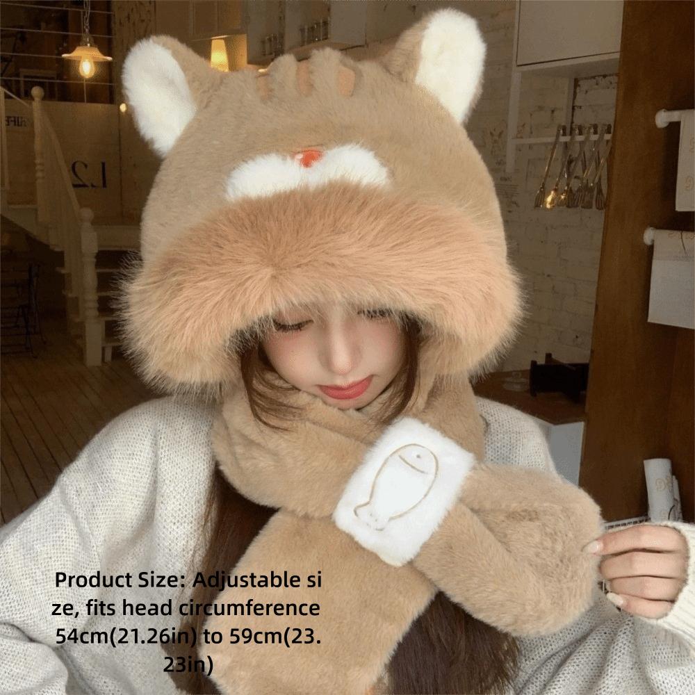 54cm-59cm Head Circumference Winter Ear Protection Hat Hat With Scarf Set Snow Activities