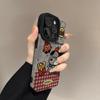 Autumn and Winter Red Grid French Fries Dog Suitable for Apple 17Pro New 15 Flip Fur iPhon16promax Anti-drop Shell