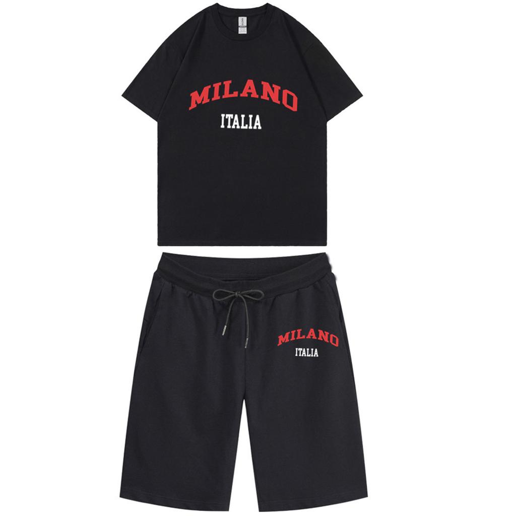 Unisex Jogging Set With Short Sleeved Shorts  Two-piece Set
