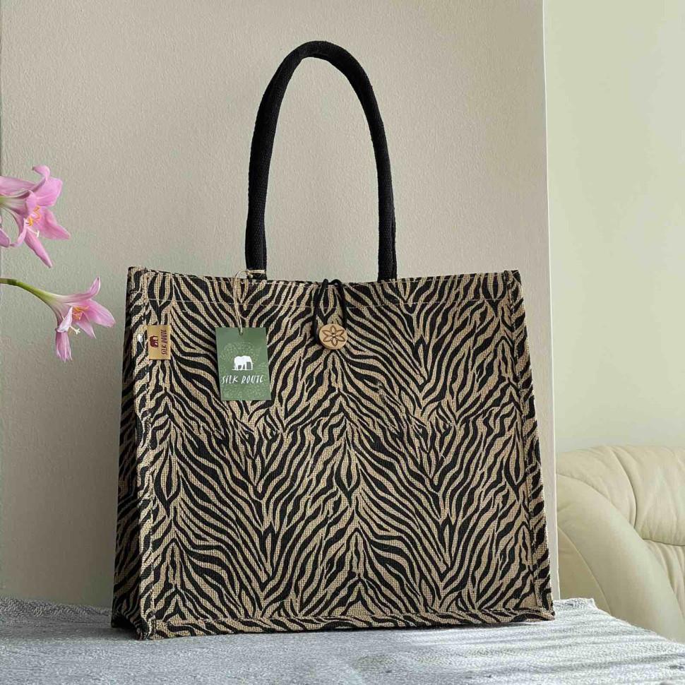 

Jute Shopping Bag Eco Shopper Beach Bag SRBG-22 Zebra