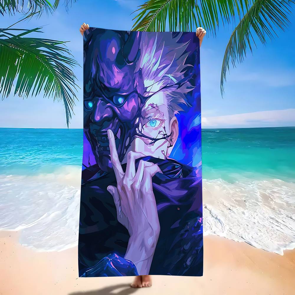 Toalla de Playa de Microfibra Impresa Anime Jujutsu Kaisen Satoru Gojo Escalada de Montaña Playa Natación Correr Absorbente Suave