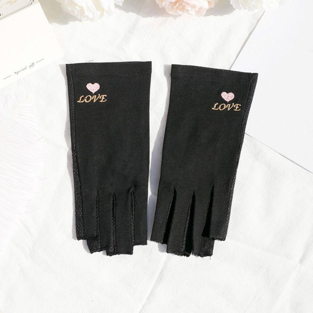 Half Finger Sunscreen Gloves Breathable Nail Art Mittens New Riding Driving Gloves  Summer