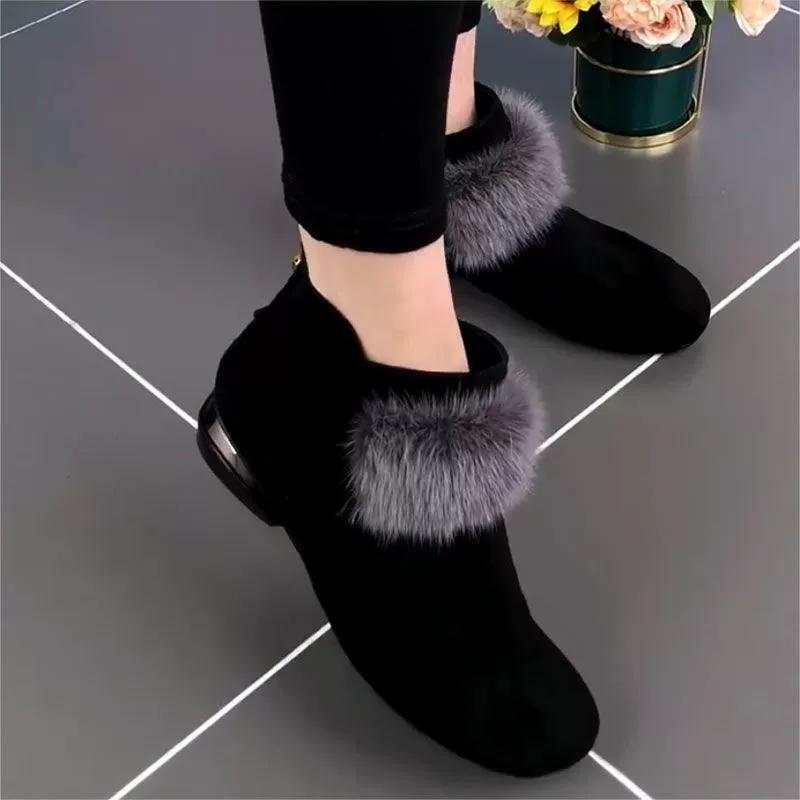 Women Boots Women's Winter Boots For Snow Slip On Ankle Boots With Fur Winter Shoes Women Keep Warm Short Boot Black