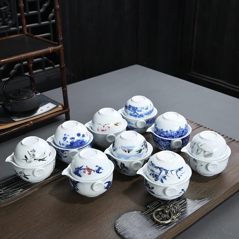 

Chaxun Portable Blue & White Ceramic Tea Set