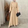 ZANZEA Abito casual da donna con scollo rotondo e maniche lunghe, ampio e plissettato