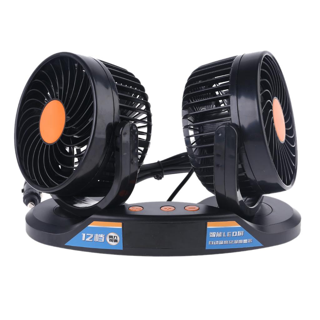 Portable Truck Double Head Fan Vehicle Auto Cooling Cooler Adjustable Low Noise