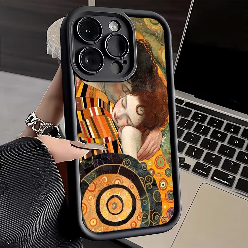 Phone Case for iPhone 17 Air 16E 15 16 Pro Max Kiss By Gustav Klimt Art Cover 14 Plus 13 12 Mini Soft Shell Silicone Fundas