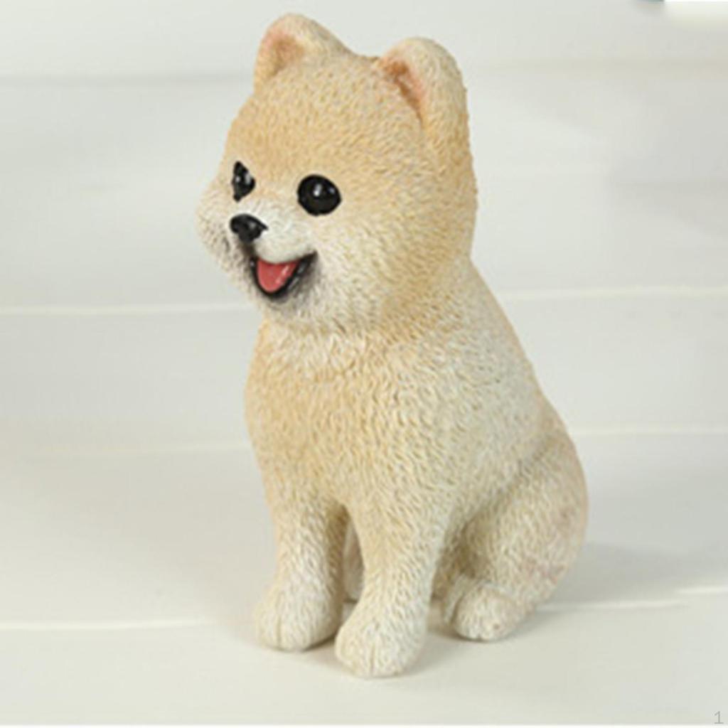 Zwergspitz Hund Figur Skulptur Tragbare Autodekoration Heimschmuck Welpenstatue