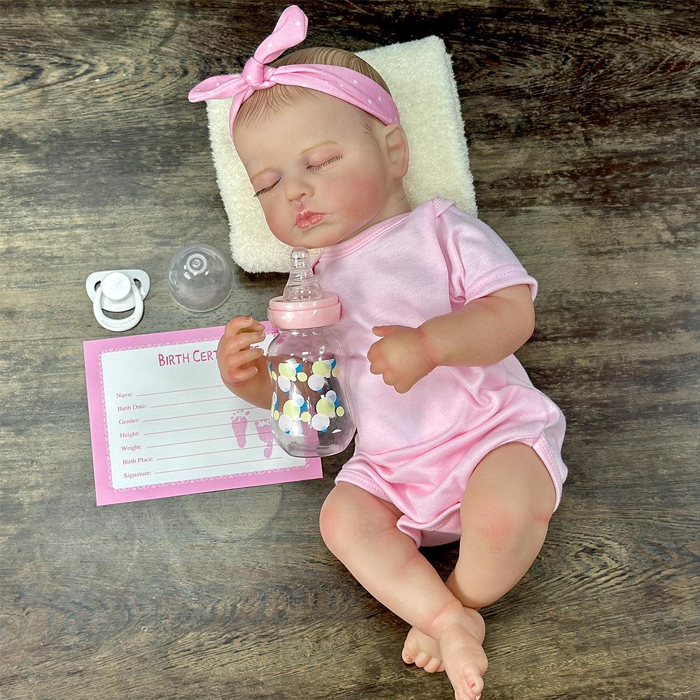 20-inch Handcrafted Reborn Baby Doll, Washable with Changeable Clothes, Soft Silicone