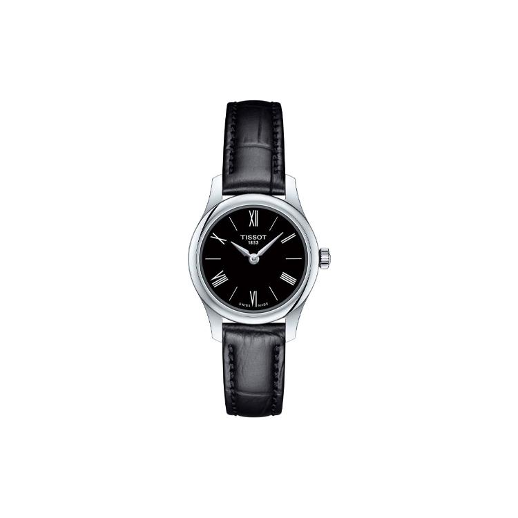 TISSOT Junya Collection Quartz Movement Women s Watch 25mm Black Dial Stainless Steel Case Genuine Leather Strap T063.009.16.058.00 Black Dial