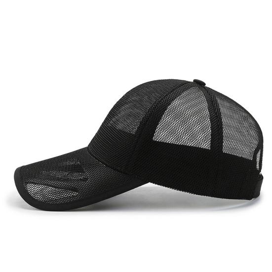 Men Baseball Hat Hollow Out Mesh Breathable Quick-drying Solid Color Sunscreen Adjustable Outdoor Golf Sun Hat Headwear