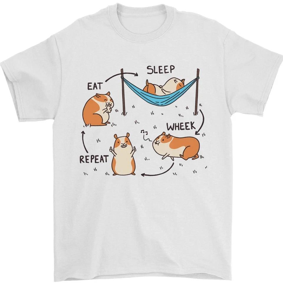 Hamster Eat Sleep Wheek Repeat Funny Best Gift Idea T-Shirt S-3XL XXXL