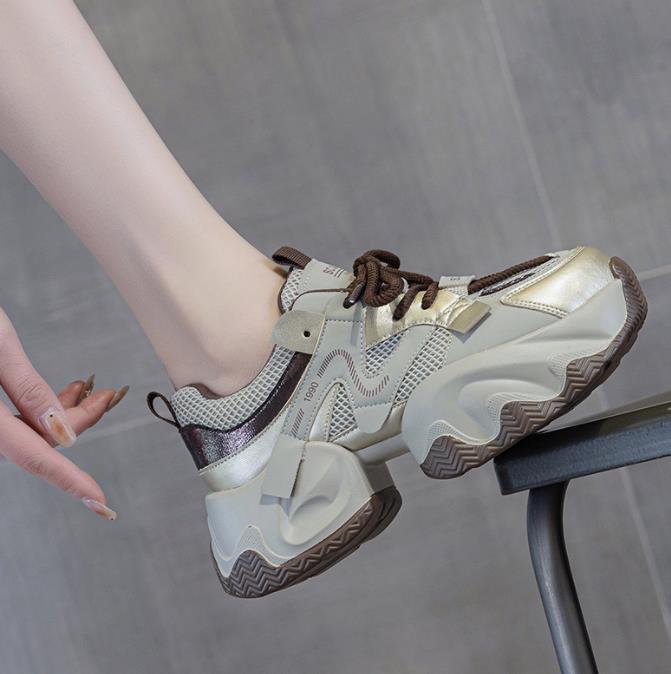 Fashion 6CM New Fashion Summer Woman Casual Shoes Sneakers For Women Platform Shoes Female Lace up Tennis Shoes chunky sneakers