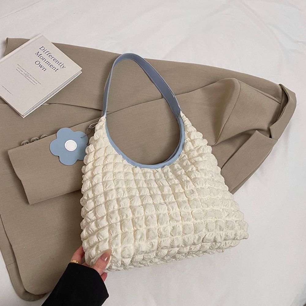 Underarm Bag Light Weight Tote Bag Plaid Fold Cloud Bag Pleated Bubble Shoulder Bag  Office Worker