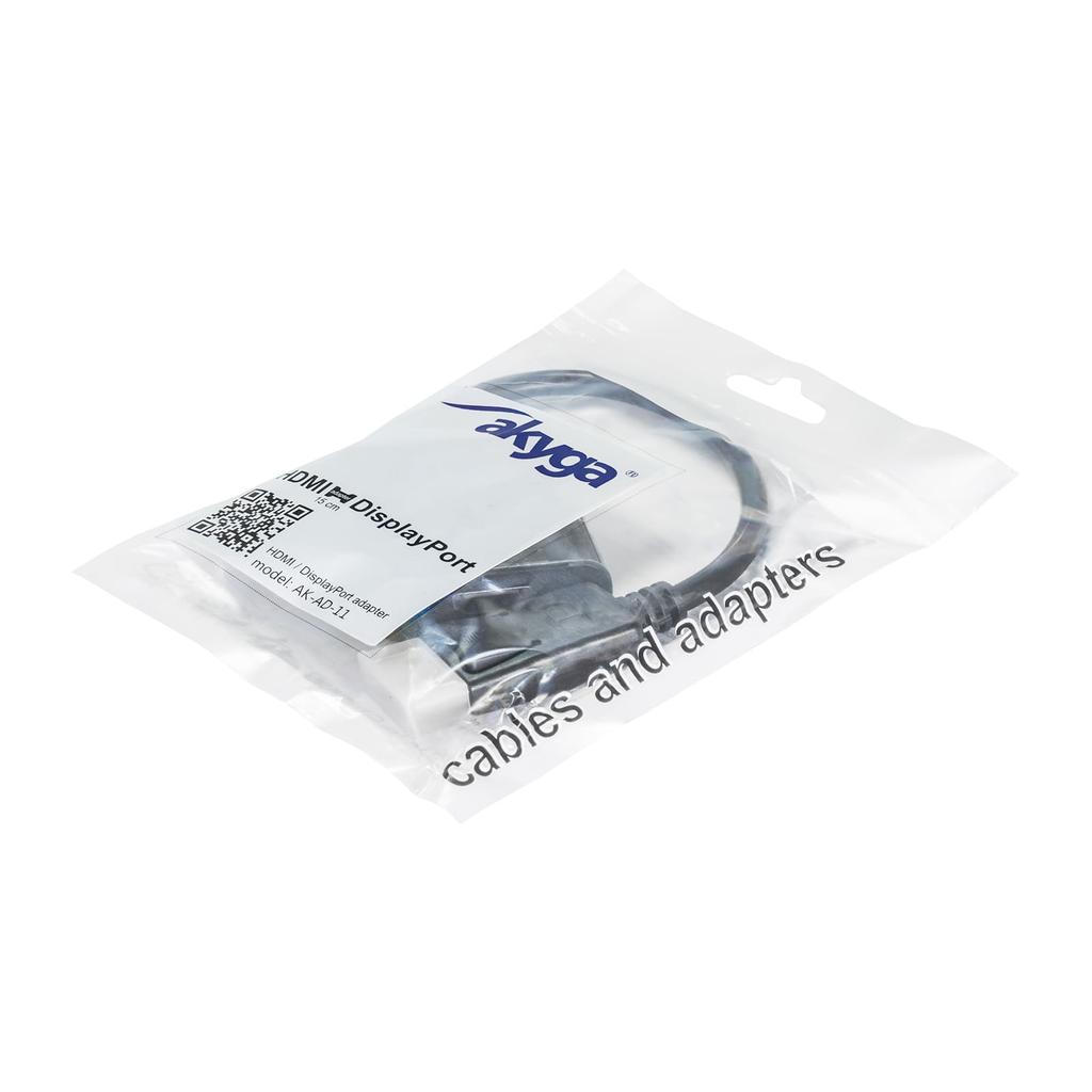 Konwerter HDMI DisplayPort Akyga AK-AD-11 Adapter 4K żeńsko - męski kabel 15cm