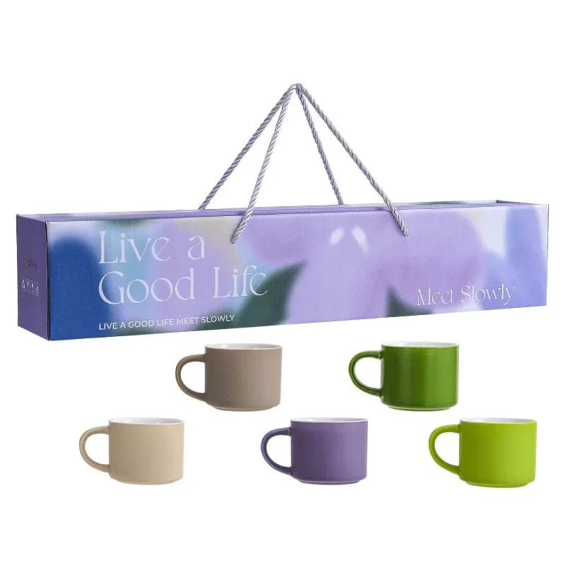 

Elegant Ceramic Coffee Cup Set Gift Box for Birthday Party Wedding Souvenir Present About 80ml